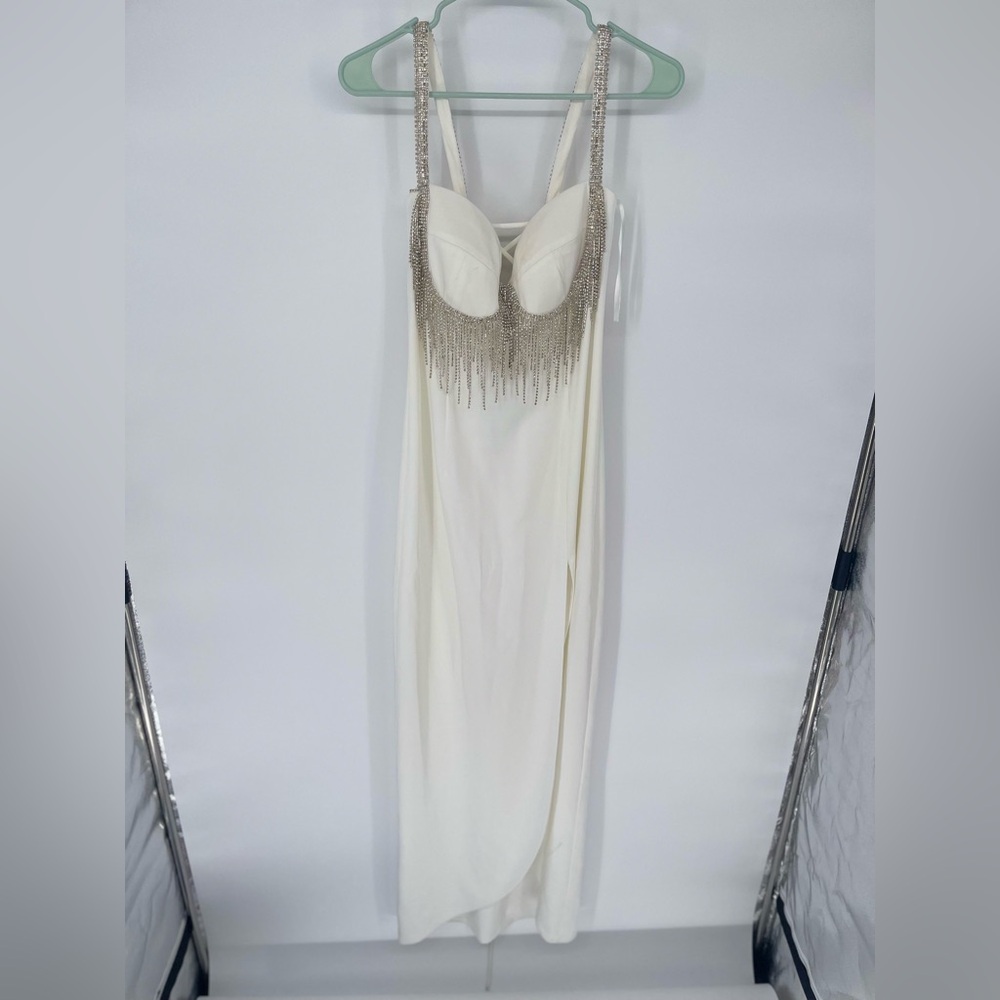 GB‎ Girls White Prom Dress with Silver Accents